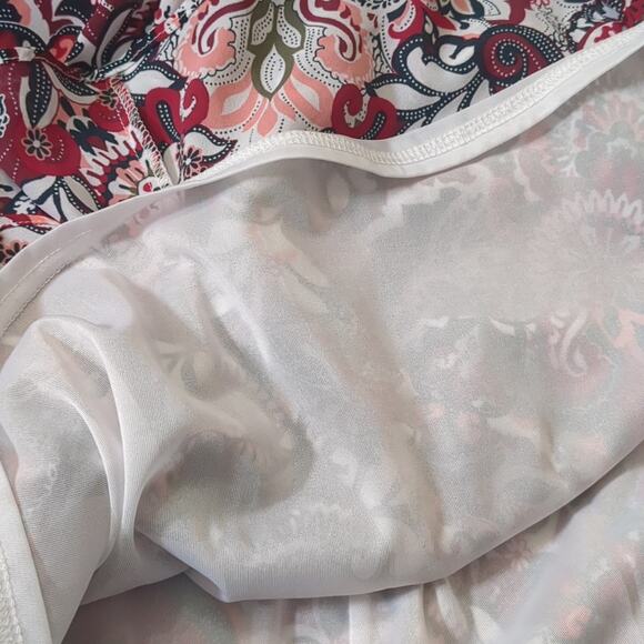 NWT Banana Republic Factory Red White Paisley Bohemian Fit & Flare Dress Large - Picture 8 of 9